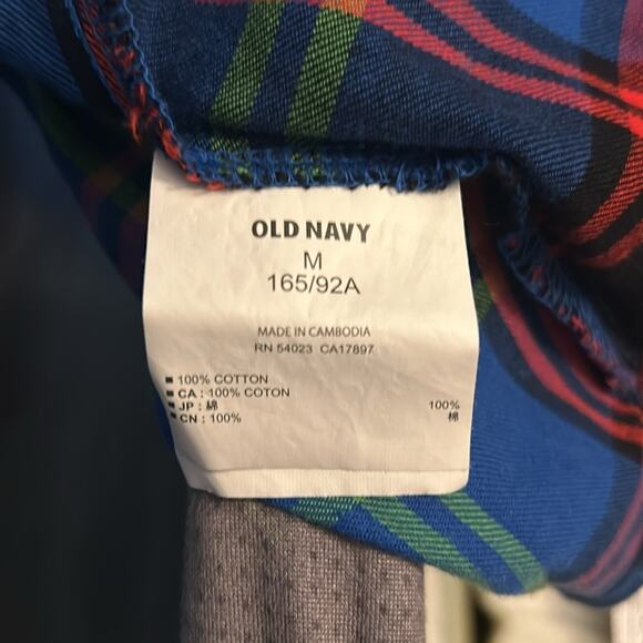 Old Navy Blue Plaid Button Down M Preppy Grunge Festival Beach Gorpcore Western - Picture 10 of 11